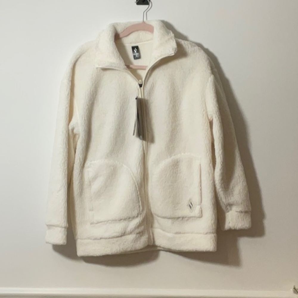 Skechers Cream Teddy Jacket Plush Cozy Design